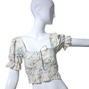 Y2k Babydoll Fairygrunge Urban Outfitters Women's size Medium Floral Eyelet Top